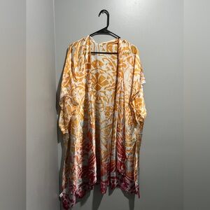 Vibrant Orange and Red Kimono